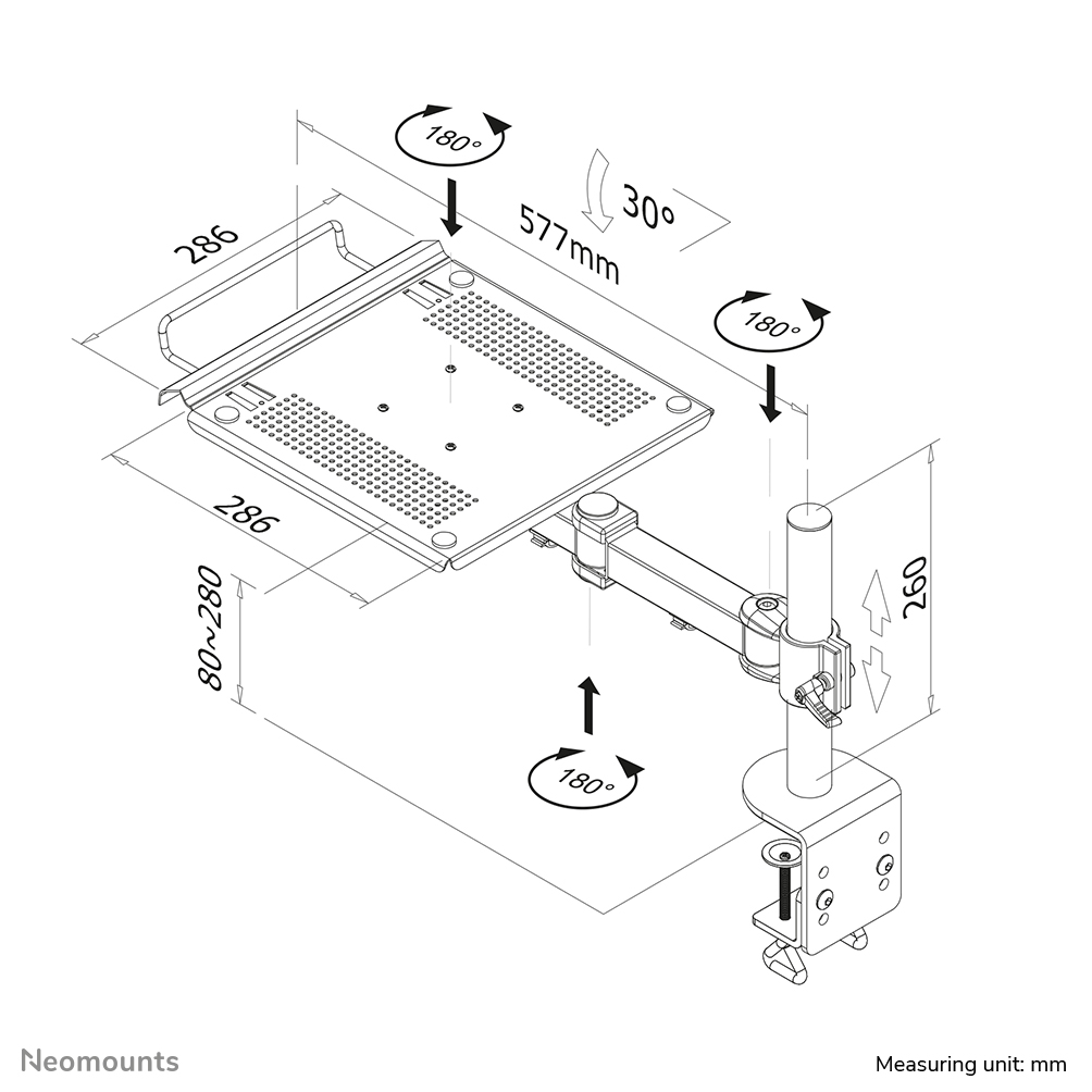 Neomounts NOTEBOOK-D100 Laptop-Halterung Monitorarm 10-22"